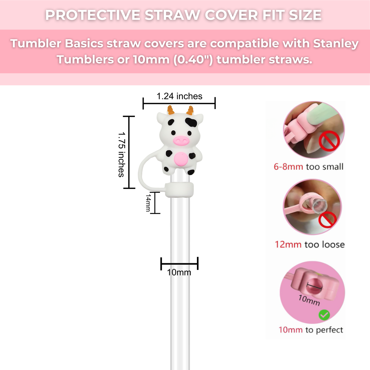 Baby Cow Straw Cover Set