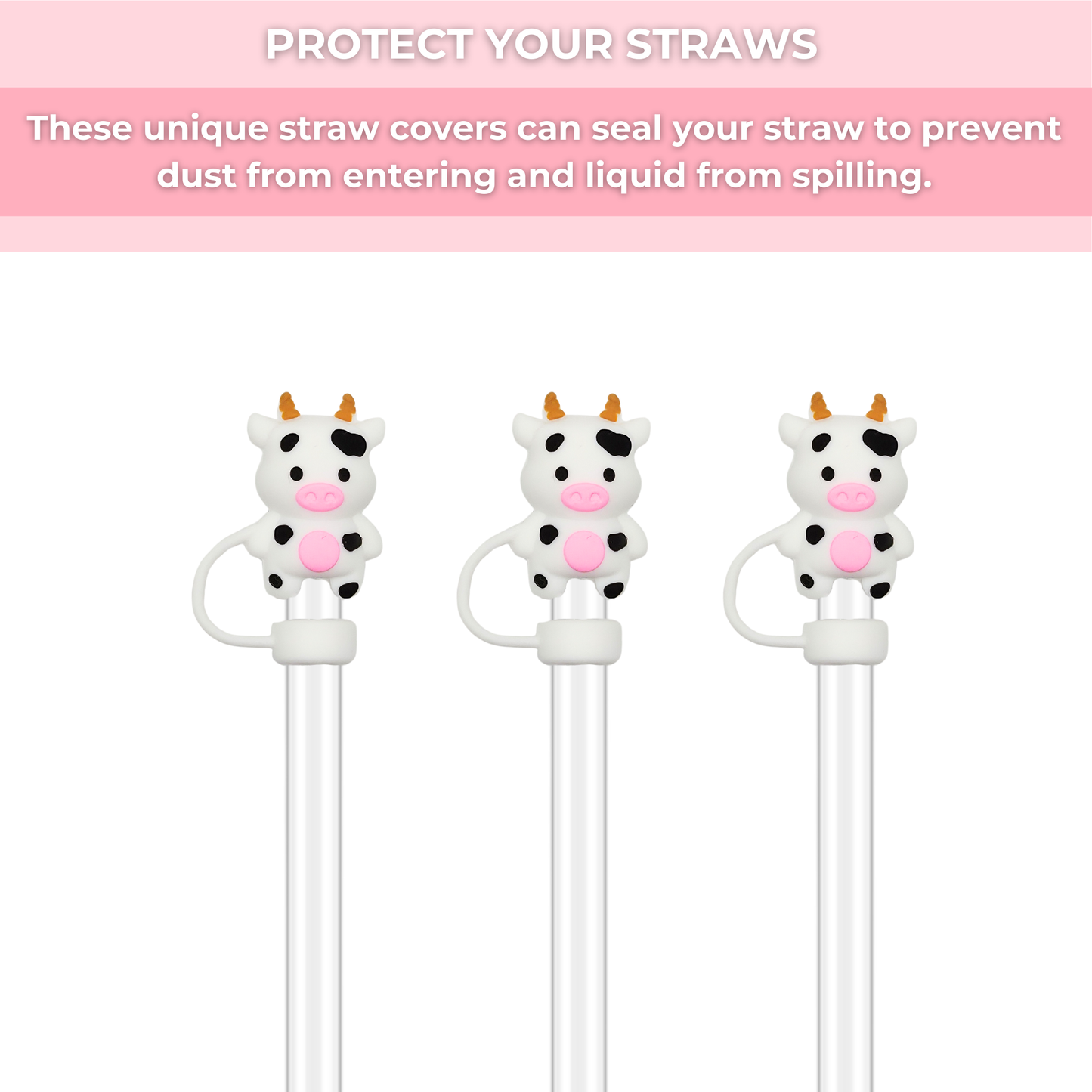 Baby Cow Straw Cover Set
