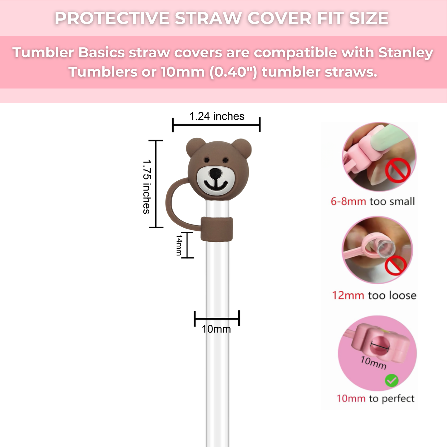 Teddy Bear Straw Cover Set