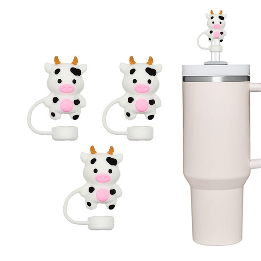 Baby Cow Straw Cover Set